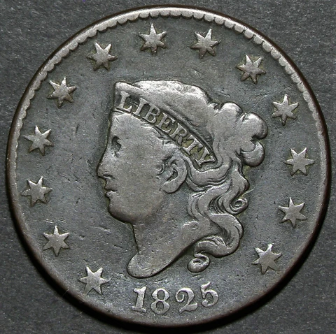 1825 US Cent KM#45.1 Matron Head #17178 Cover