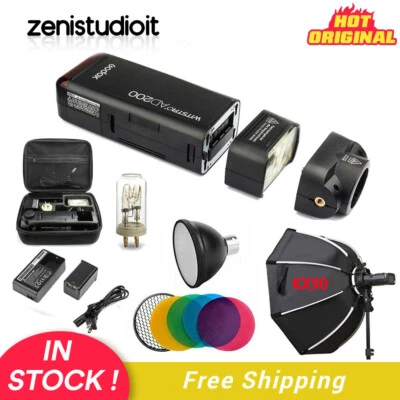 US Godox AD200 2.4 TTL HSS Flash Speedlite+AD-S2 S11 Color Filter+90cm Softbox - Image 1 of 4