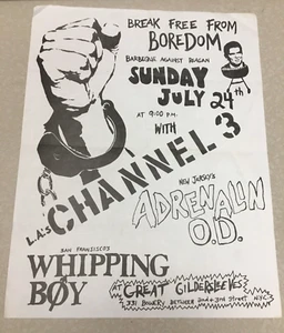 Vintage Great Gildersleeves poster Channel 3 Adrenalin O.D. Whipping Boy Punk - Picture 1 of 1