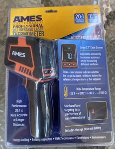 Ames IR20 Pro 20:1 Infrared IR Laser Adult 20 ft Non-Contact Thermometer Gun - Picture 1 of 2