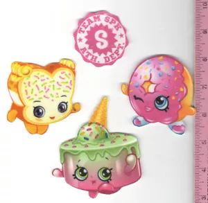 SHOPKINS Stoff Bügelapplikationen Ice Cream Kate, D'lish Donut & Fairy Crumbs - Bild 1 von 1