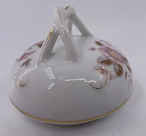1446 Marx & Gutherz Carlsbad, Austria Sugar Bowl Lid Pink Blue Floral VTG - Picture 1 of 7