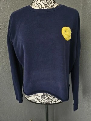 Niñas Jóvenes Joe Boxer Crop Manga Larga Suéter Talla Grande Azul Happy Face Emoji Foto 1 de 4