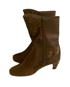 Botas de Cuero Helle Comfort EUR 36 / EE. UU. 6.5 Marrón Cocodrilo Zapatos Mujer - Imagen 1 de 7