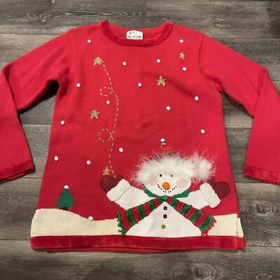 The Quacker Factory Sweater Snowman Holiday Christmas Women's Medium - Image 1 of 4