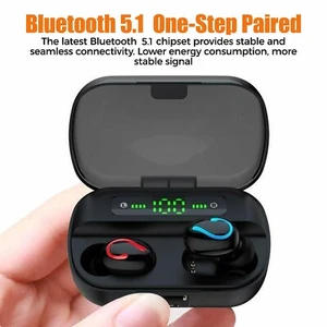 Mini Earbuds Stereo Headphones IPX7 Bluetooth 5.1 Headset TWS Wireless Earphones - Picture 1 of 8