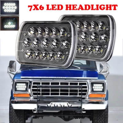 2PCS DOT Fit 1978-1986 Ford F-150 F-250 F-350 7x6" LED Headlights High/Low Beam Foto 1 de 4