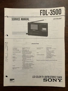 Sony FDL-3500 Color Watchman LCD Tuner Service Manual OEM Vintage Diagrams - Picture 1 of 4