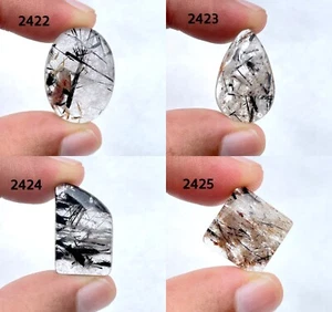 Natural Black Rutilated Quartz Smooth Cabochon, Wholesale  Loose Gemstone - Picture 1 of 5