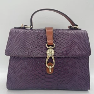 Dooney & Bourke Claire Caldwell Python Emb PLUM WINE Leather Satchel Bag Purse - Picture 1 of 18