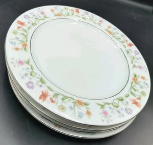 4 Vintage 1982 Ashley Overseas Eternal Love 7 7/8" Salad Plates Platinum accent - Picture 1 of 6