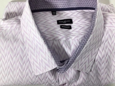 Rosso Milano Italy Dress Shirt Mens 3XL Purple Modern Fit Cotton Blend Button - Image 1 of 4