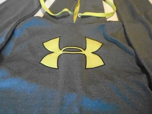 Under Armour UA Fleece Big Logo Hoodie Sweatshirt Gray & Yellow Men's Large - Picture 1 of 10