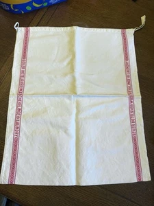 Bolsa de lavandería vintage Seiler Hotel con cordón de lino tejida blanco rojo ribete - Imagen 1 de 8