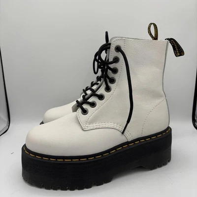 Dr. Martens 1460 Pascal Max Boots Womens Size 7 White Platform Pisa 26925113 - Image 1 of 4