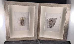 Gerahmte Kristall Wanddeko - 2er Set - Stein Wandkunst - Amethyst - graue Rahmen - Bild 1 von 20