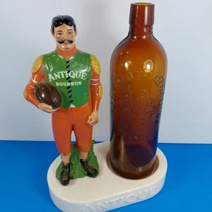 1950's ANTIQUE BOURBON Vintage Rugby/Football Player Holder W/1880s Whisky Btl - Picture 1 of 6
