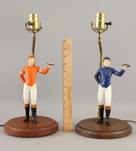 2 lampade vintage c1950 equitazione policromo dipinto farro 21 club jockey, senza prezzo di riserva - Foto 1 di 9