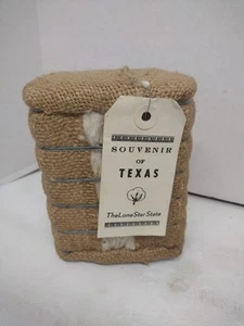 Vintage Cotton Bale Souvenir From Texas - Small 1 Lb Miniature Lone Star State - Picture 1 of 2