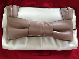 Valentino Garavani Napa Leather Aphrodite Bow Clutch Bag Ivory Matte Medium Rare - Picture 1 of 11