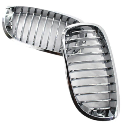 Front Bumper Silver Grille For BMW E46 2 DOORS (NOT FIT M3 Models) 2003-2006 - Image 1 of 4