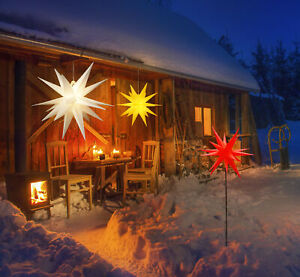 3D Leuchtstern Weihnachtsstern beleuchtet Innen Außen Advent Stern Deko Garten