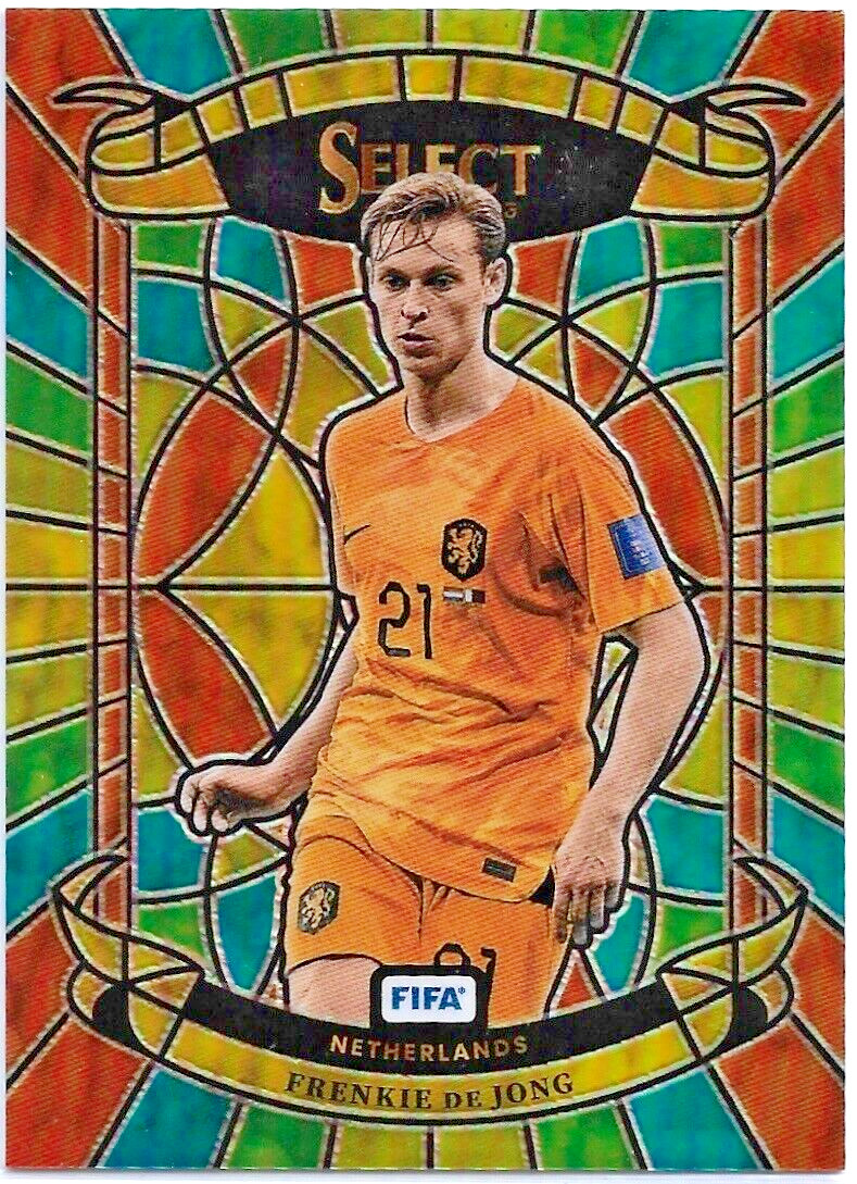 2022-23 Panini Select Fifa Frenkie De Jong Stained Glass Case Hit SP Netherlands