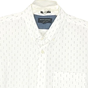 Camisa Banana Republic XL Blanca Manga Corta Abotonada Algodón Orgánico - Imagen 1 de 13