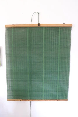 Store rideau bois ancien Art Deco 30/40  panneau fenêtre vert 60.7/ 84 cm - Photo 1/3