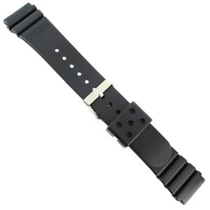 22mm Hadley-Roma Black Thick Rubber Fits Pro-Divers Mens Watch Band X-LONG MS926