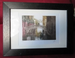Framed and Glazed Coloured etching of Venice endorsed by the artist - Picture 1 of 3