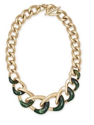 Juego de collar y pendientes Michael Kors otoño lujo tono dorado cadena verde Foto 1 de 4