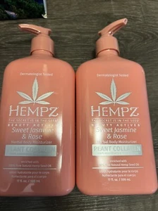 Hempz Süßer Jasmin & Rose Glättende Kräuter Körper Feuchtigkeitscreme 17oz 2 FLASCHEN - Bild 1 von 4