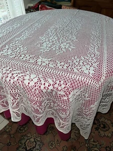 Nappe vintage en coton filet 195 cm x 145 cm - Picture 1 of 6