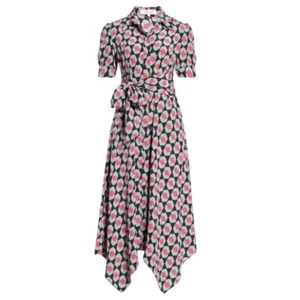 DVF Silk Kendyl Maxi Dress Hexagon Print Size L Geometric Diane Von Furstenberg - Picture 1 of 11