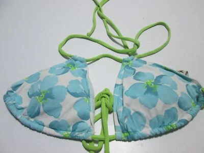 Top de bikini Hollister para mujer talla S blanco/azul forrado en triángulo halter floral Foto 1 de 4