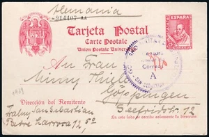 España - Entero Postal - Edi o EP 84 -Marca "Censura Militar - A" como matasello - Bild 1 von 1