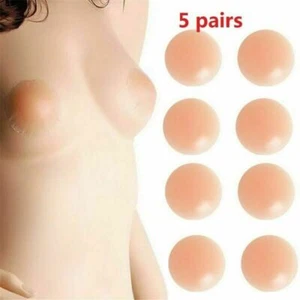 5 Pairs Nippleless Cover Pasties Women Reusable Adhesive Silicone Nipple Round - Picture 1 of 14