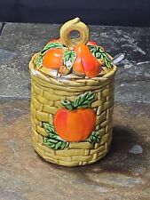Lefton Sugar / Coffee Canister No. 5283 Peach / Fruit Basket Weave