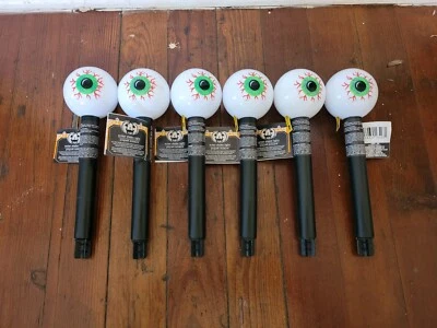 Halloween Eye Ball Themed Solar Stake Lights 14 x 2.5-in. Set of 6 NEW - Image 1 of 4