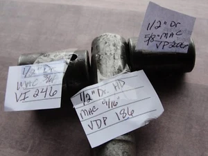 MAC Tools 1/2" Dr Impact Sockets 6pt VI246 VDP186 VP206 Szs 9/16 5/8 3/4 VGUC - Picture 1 of 7