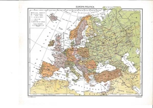 EUROPA CARTINA GEOGRAFICA F.M.B. 36,3 X 28,2 VINTAGE - Picture 1 of 2