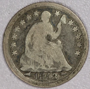 1853 Arrows Seated Liberty Silver Half Dime-G/VG - Picture 1 of 2