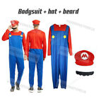 Adult Boys Super Mario Fancy Dress Up Hat Set Party Cosplay Costume Outfits