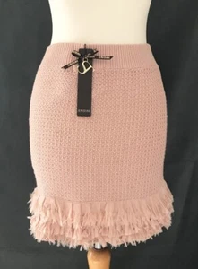 SUPERTRASH Knitted Short Skirt w/ Fringed Hem - Nude/Blush - Small - BNWT - Picture 1 of 4