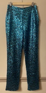 Pantora Women's Stacy Sequin Pant Blue Leopard Size M - Picture 1 of 7