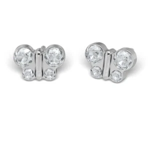 STUDEX Medical Butterfly Crystal Earrings Silver Antiallergic - Picture 1 of 2