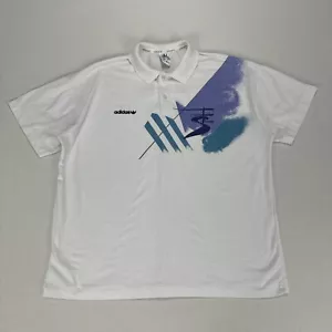 Vintage ADIDAS Stefan Edberg Polo Shirt Mens Medium White Cotton Blend 90s AUS - Foto 1 di 10
