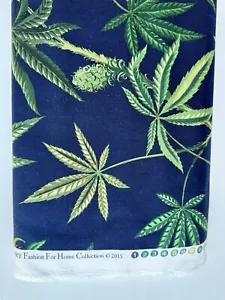 1 YD Alexander Henry pianta di marijuana tela di cotone blu marino casa dec tessuto da cucire - Foto 1 di 2