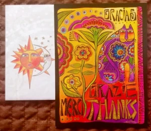 Laurel Burch, "A World Of Thanks" (1) Leanin Tree Thanks Card, With (1) Envelope - Picture 1 of 6
